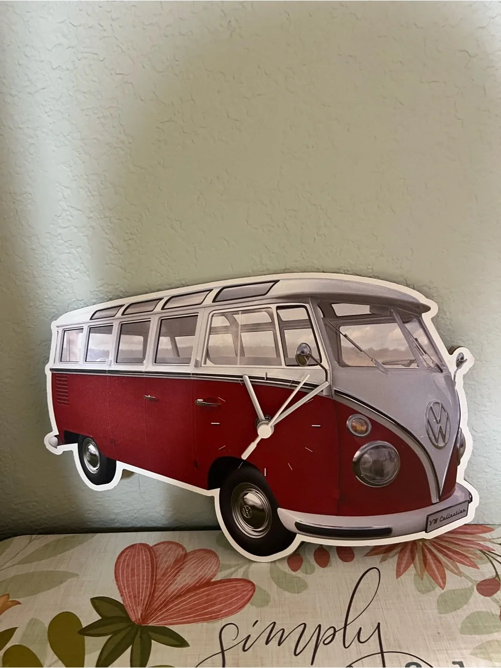 NEw Vintage VW Red and White Camper Bus Wall Clock
